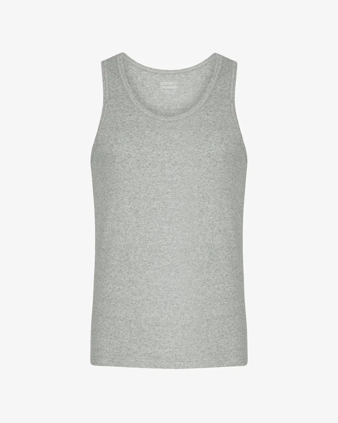 Camiseta de tirantes orgánica de canalé - Gris jaspeado