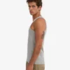 Camiseta de tirantes orgánica de canalé - Gris jaspeado