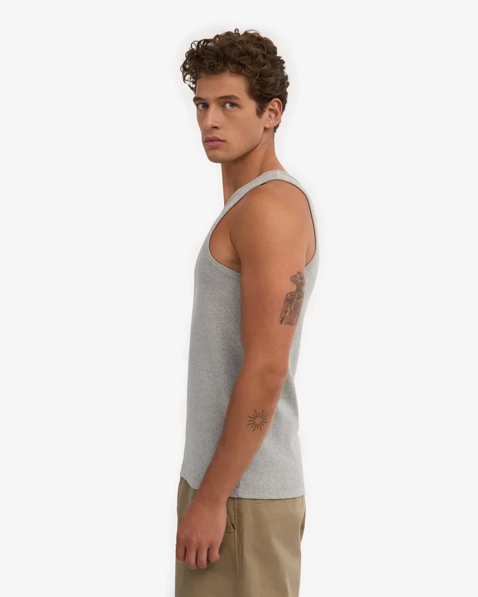 Camiseta de tirantes orgánica de canalé - Gris jaspeado