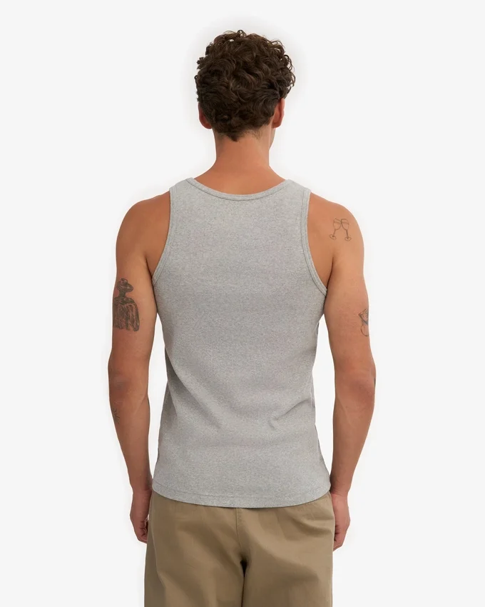 Camiseta de tirantes orgánica de canalé - Gris jaspeado