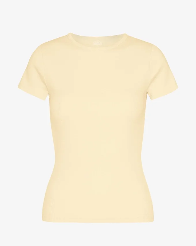 Camiseta orgánica con textura acanalada - Amarillo suave