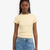 Camiseta orgánica con textura acanalada - Amarillo suave
