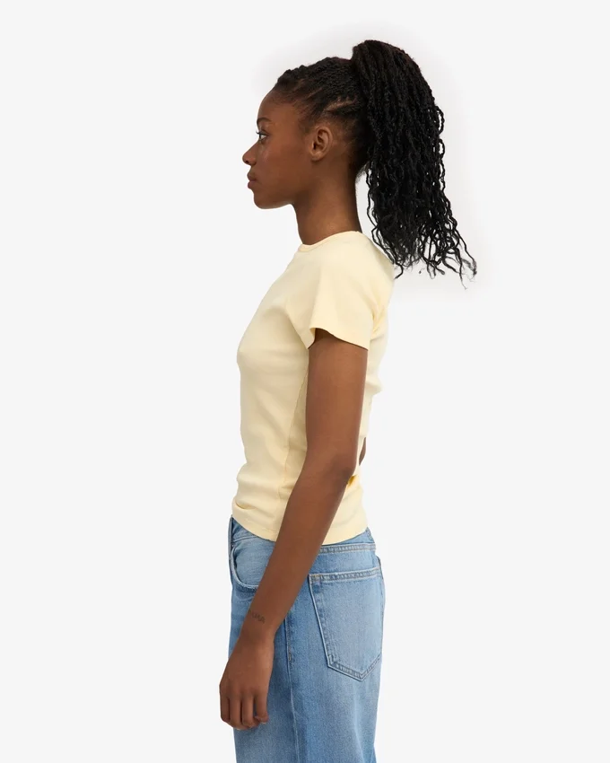 Camiseta orgánica con textura acanalada - Amarillo suave