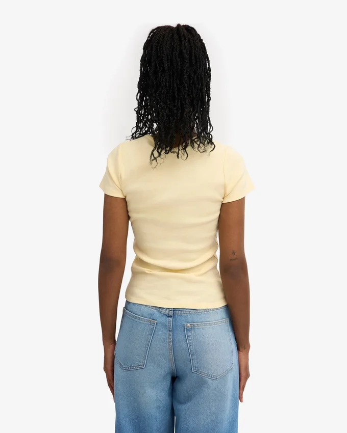 Camiseta orgánica con textura acanalada - Amarillo suave