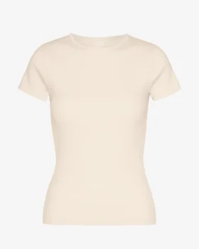 Camiseta orgánica con textura acanalada - Blanco marfil