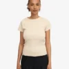 Camiseta orgánica con textura acanalada - Blanco marfil