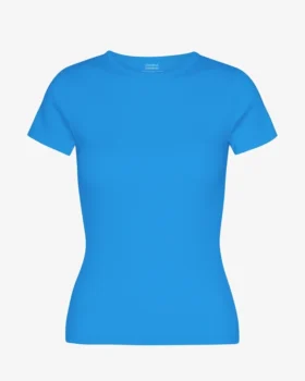 Camiseta orgánica de canalé - Azul Pacífico