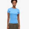 Camiseta orgánica de canalé - Azul Pacífico