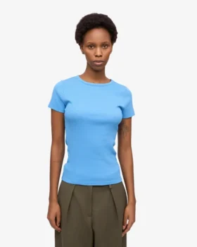 Camiseta orgánica de canalé – Azul Pacífico