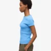 Camiseta orgánica de canalé - Azul Pacífico