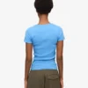 Camiseta orgánica de canalé - Azul Pacífico