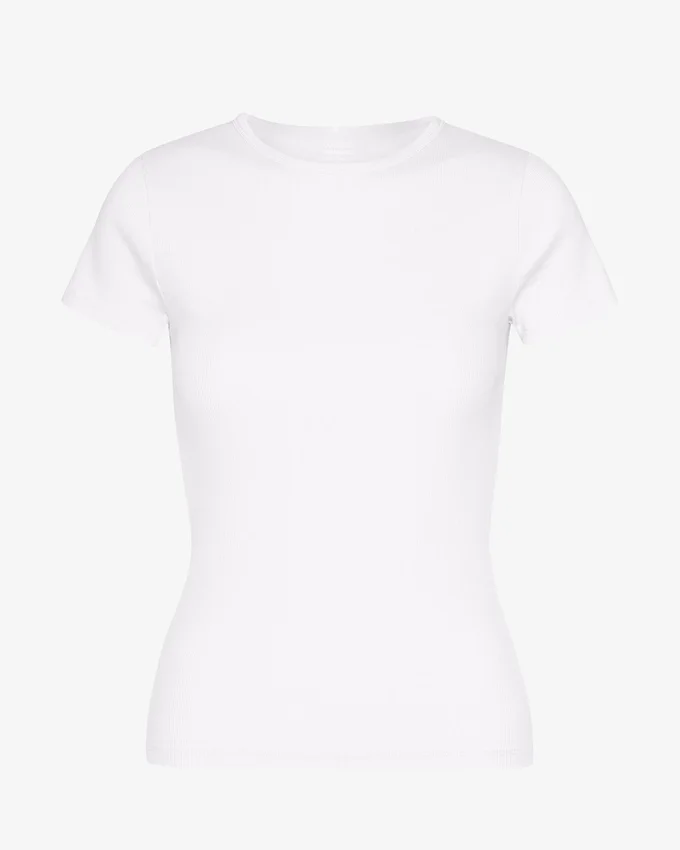 Camiseta orgánica de canalé - Blanco óptico