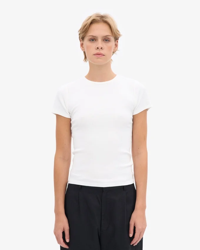 Camiseta orgánica de canalé - Blanco óptico