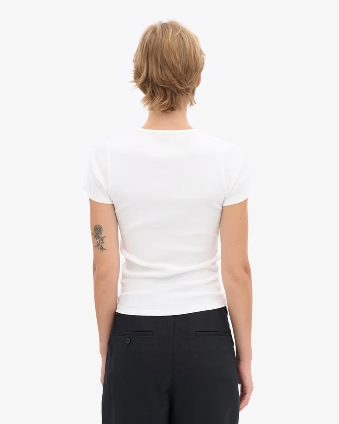 Camiseta orgánica de canalé - Blanco óptico