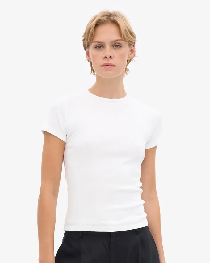 Camiseta orgánica de canalé - Blanco óptico