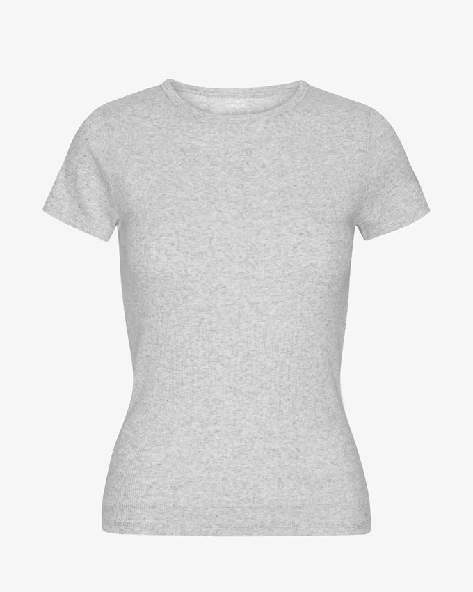Camiseta orgánica de canalé - Mezcla de nieve