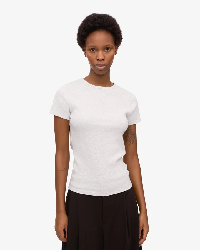 Camiseta orgánica de canalé - Mezcla de nieve