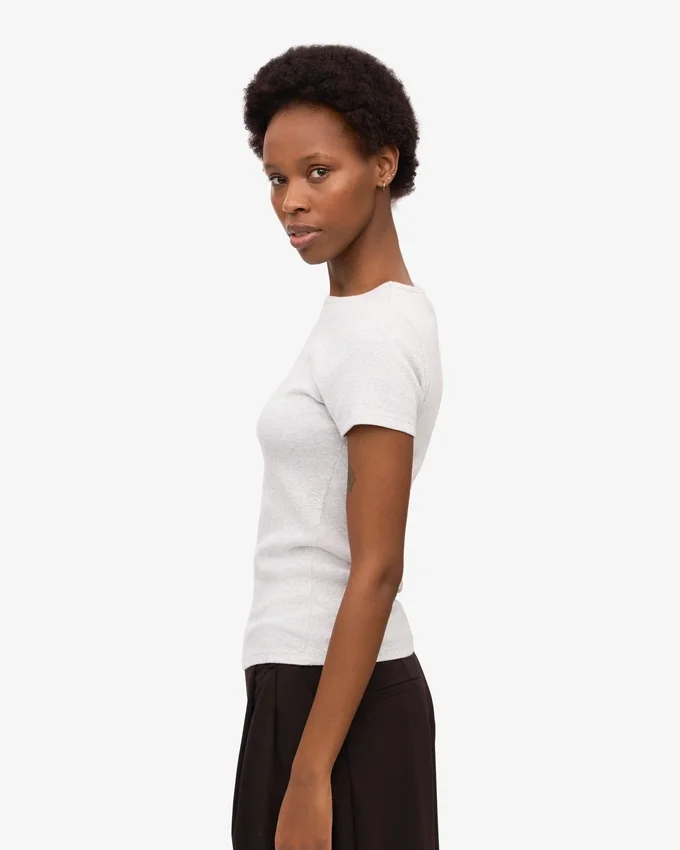 Camiseta orgánica de canalé - Mezcla de nieve
