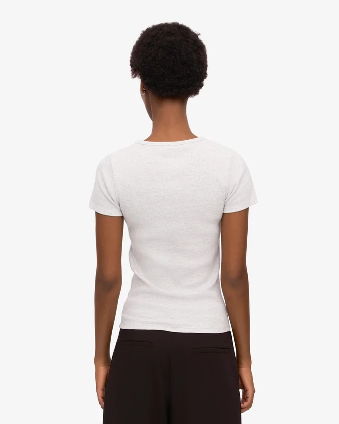 Camiseta orgánica de canalé - Mezcla de nieve