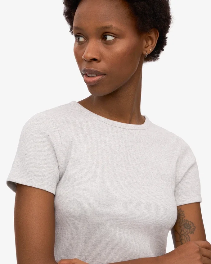 Camiseta orgánica de canalé - Mezcla de nieve