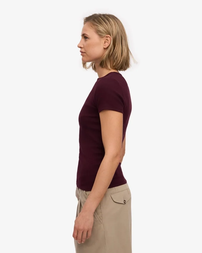 Camiseta orgánica de canalé - Rojo sangre