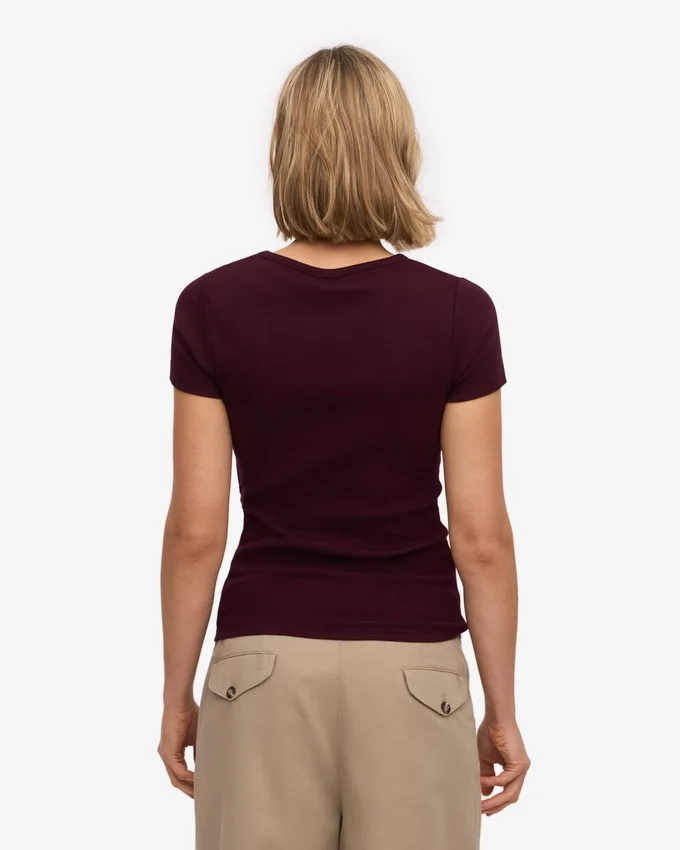 Camiseta orgánica de canalé - Rojo sangre