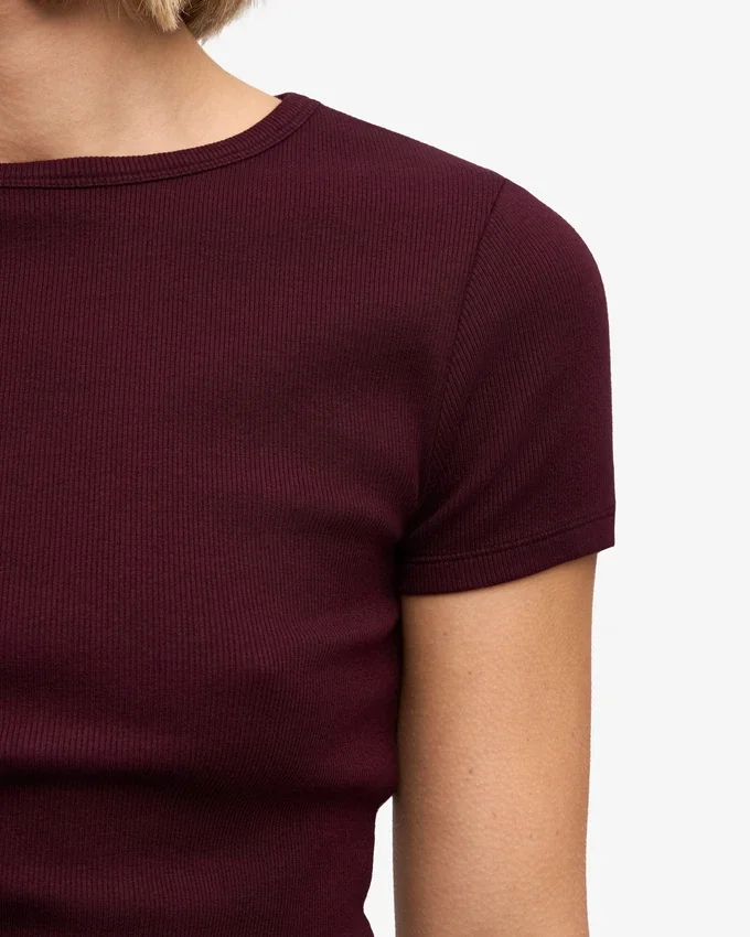Camiseta orgánica de canalé - Rojo sangre