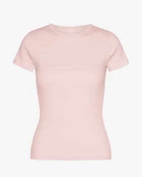 Camiseta orgánica de canalé - Rosa descolorido