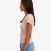 Camiseta orgánica de canalé - Rosa descolorido