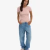Camiseta orgánica de canalé - Rosa descolorido
