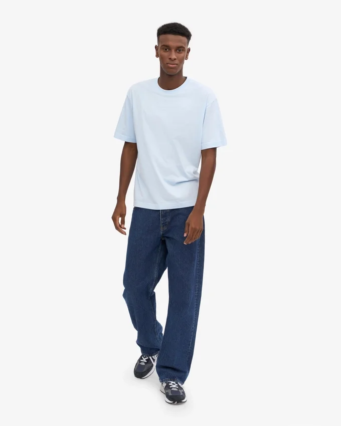 Camiseta orgánica de corte holgado - Azul polar