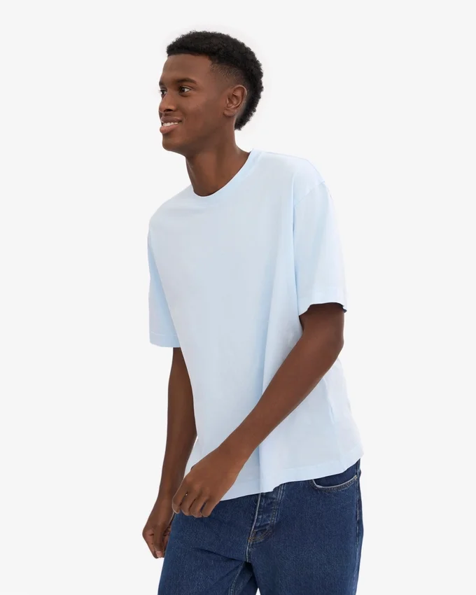 Camiseta orgánica de corte holgado - Azul polar