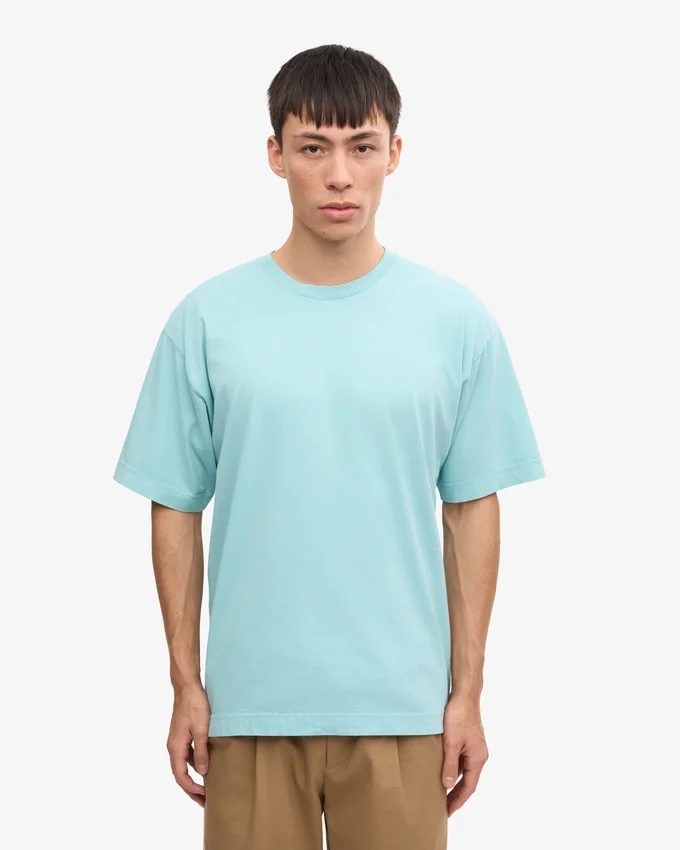 Camiseta orgánica de corte holgado - Azul verde agua
