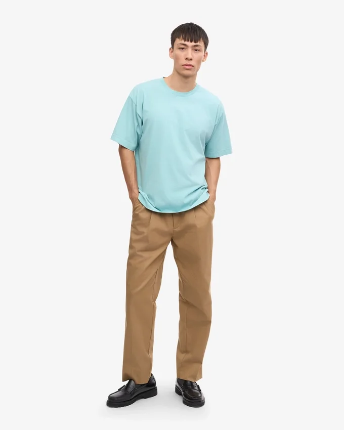 Camiseta orgánica de corte holgado - Azul verde agua
