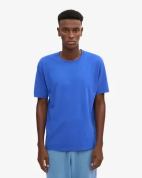 Camiseta orgánica de corte holgado – Azul zafiro