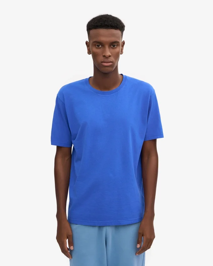 Camiseta orgánica de corte holgado - Azul zafiro