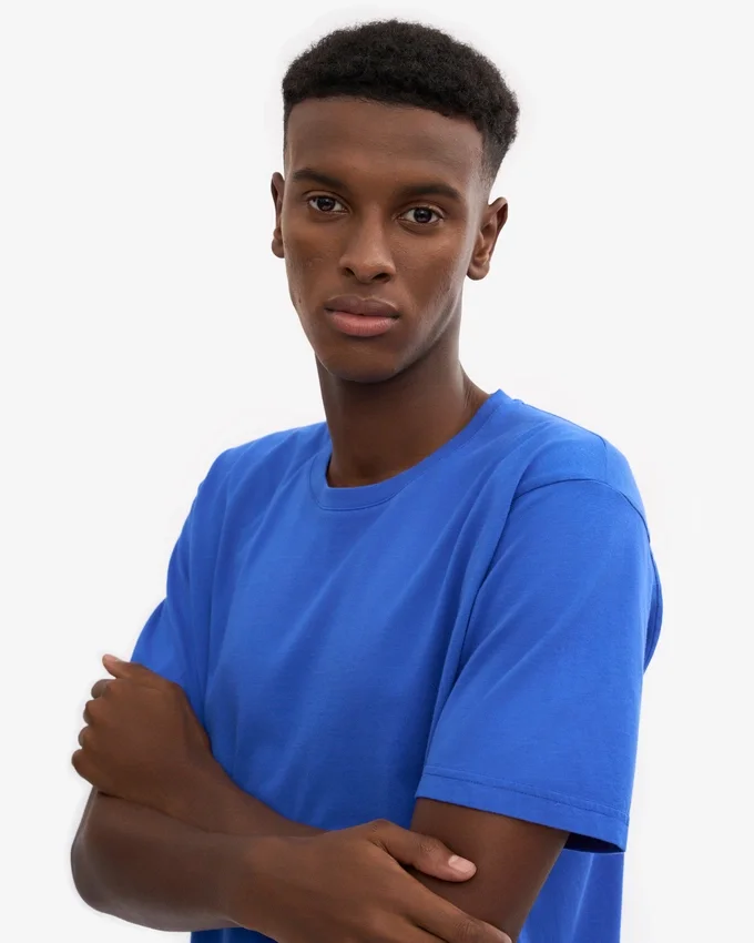 Camiseta orgánica de corte holgado - Azul zafiro