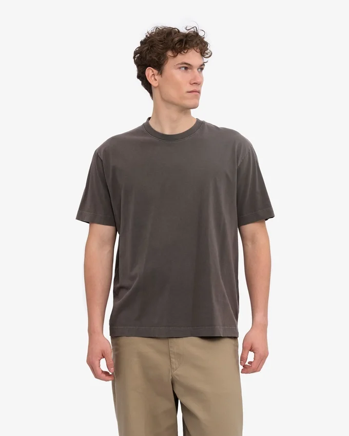 Camiseta orgánica de corte holgado - Barro descolorido