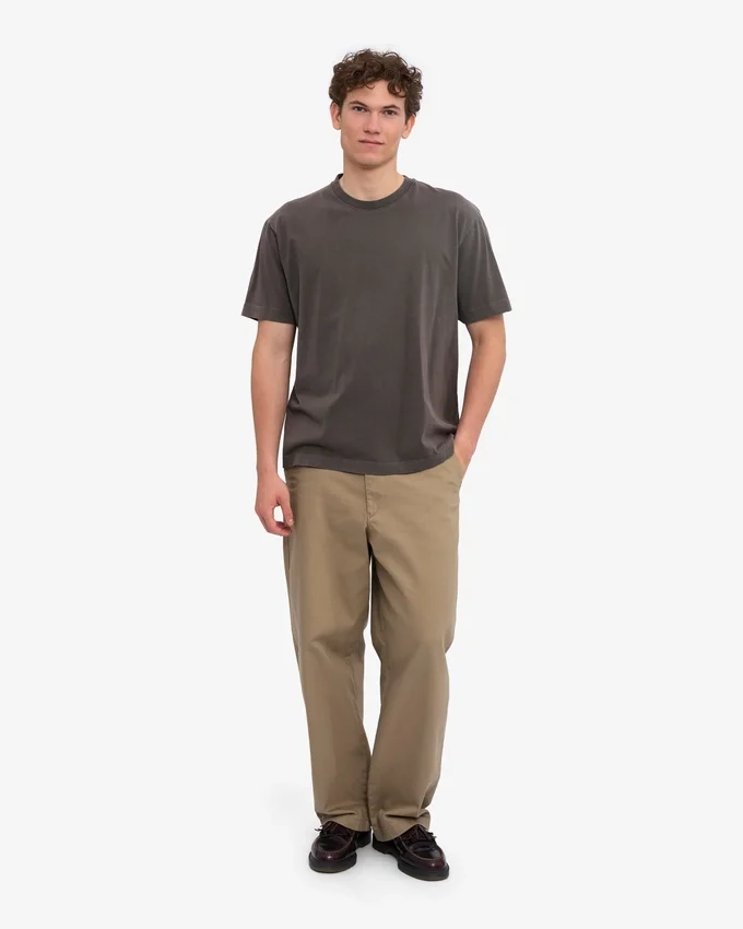 Camiseta orgánica de corte holgado - Barro descolorido