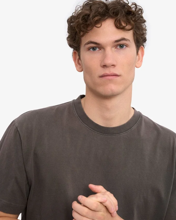 Camiseta orgánica de corte holgado - Barro descolorido