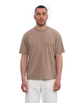 Camiseta orgánica de corte holgado – Caqui descolorido