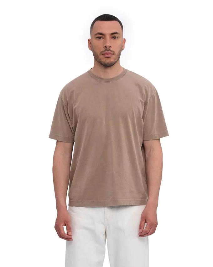 Camiseta orgánica de corte holgado - Caqui descolorido