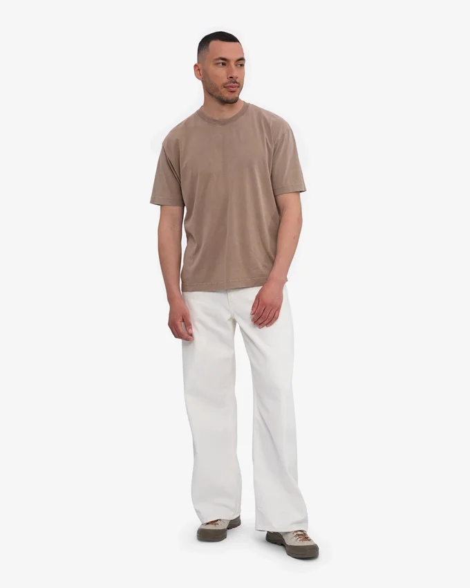 Camiseta orgánica de corte holgado - Caqui descolorido