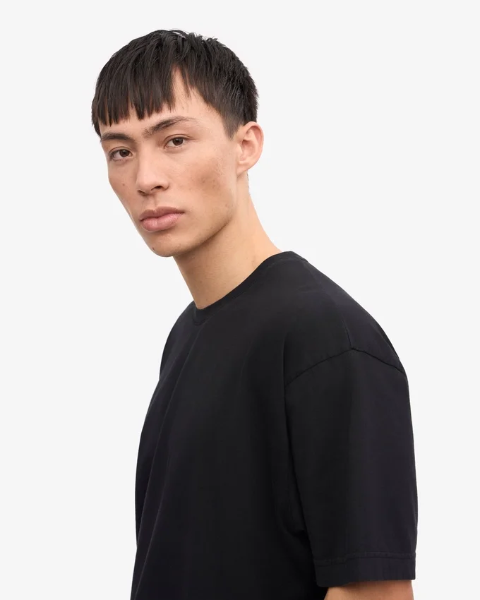 Camiseta orgánica de corte holgado - Negro intenso