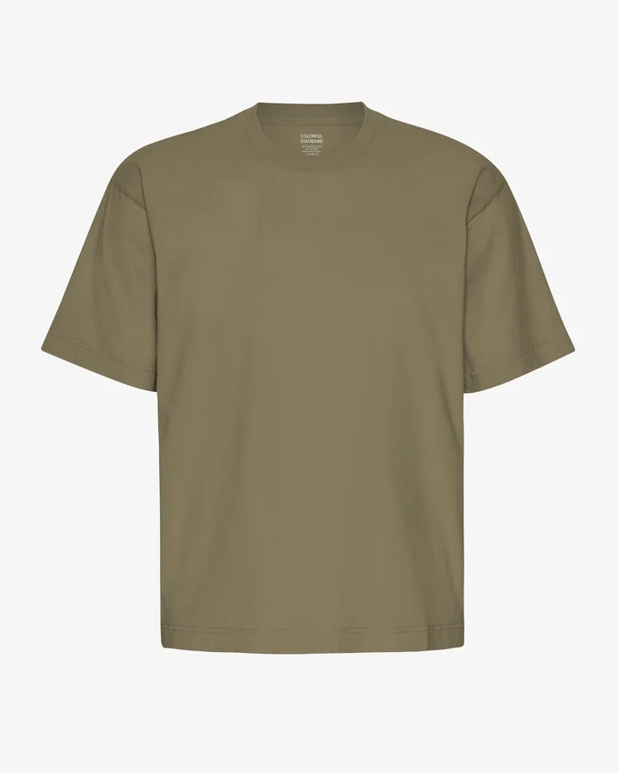 Camiseta orgánica de corte holgado - Oliva polvoriento