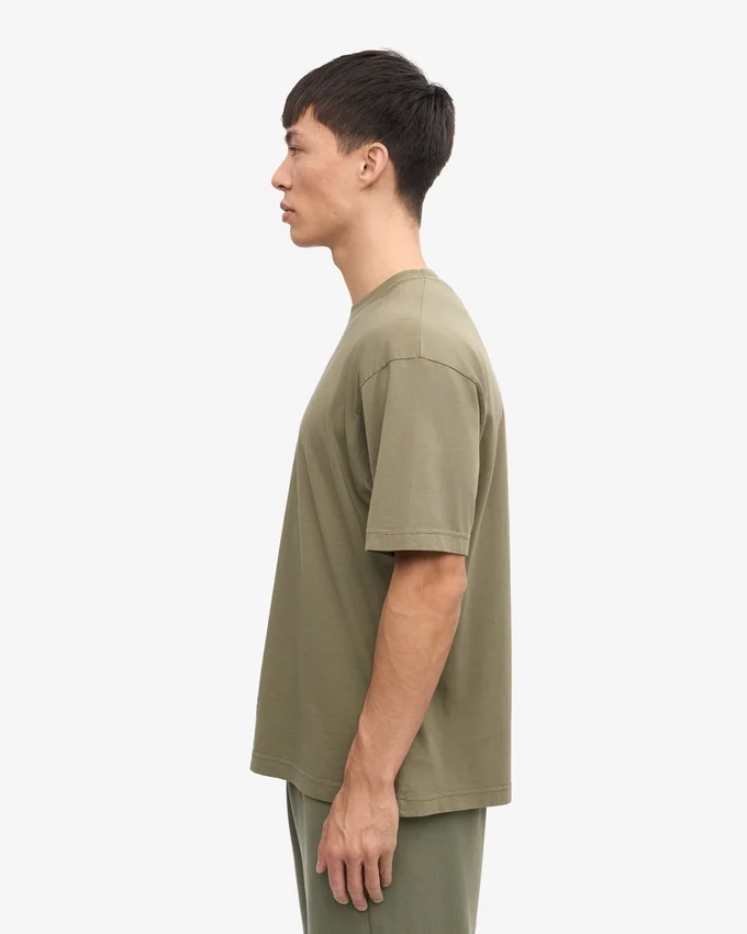 Camiseta orgánica de corte holgado - Oliva polvoriento