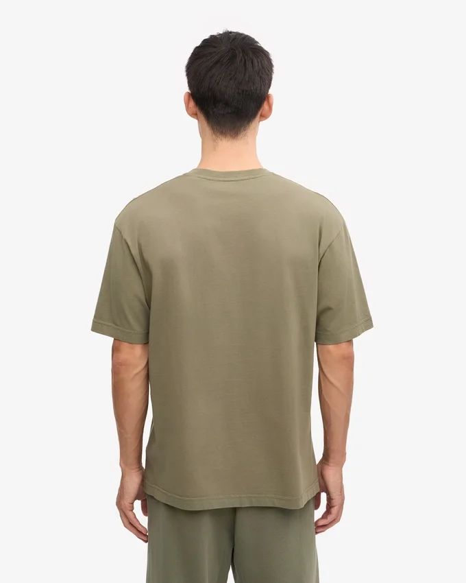 Camiseta orgánica de corte holgado - Oliva polvoriento