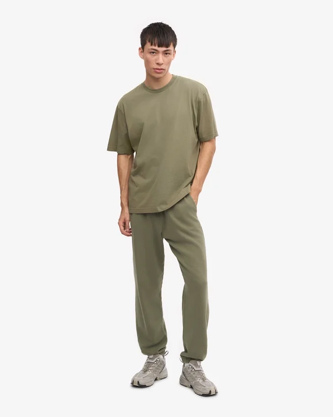 Camiseta orgánica de corte holgado - Oliva polvoriento