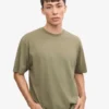 Camiseta orgánica de corte holgado - Oliva polvoriento