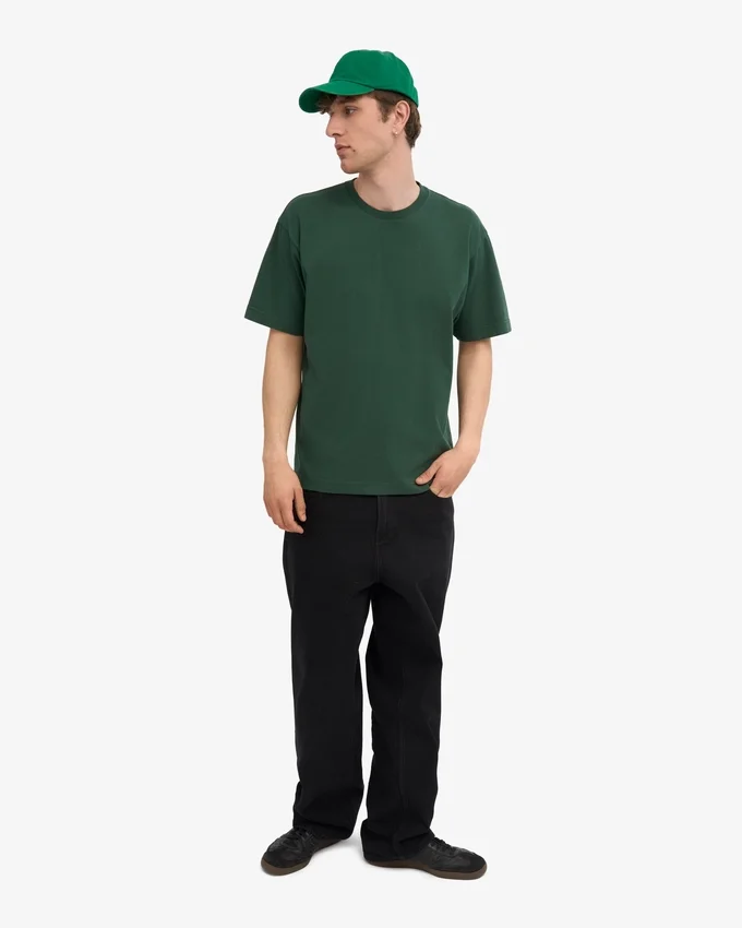 Camiseta orgánica de corte holgado - Verde esmeralda